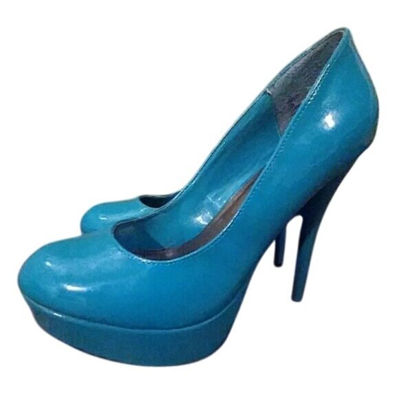 Charlotte Russe Womens Size 8 Teal Blue Patent Leather Platform Stiletto Heels - Picture 3 of 11